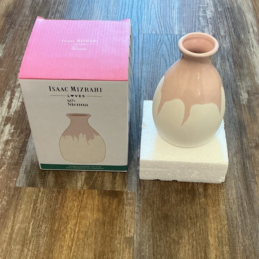 Isaac Mizrahi Pink and Cream Drip Vase